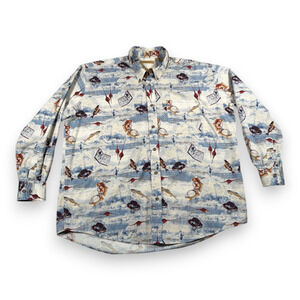 Vintage Munsingwear Shirt Adult 2XL XXL White Fly Fishing Novelty Outdoor 90s